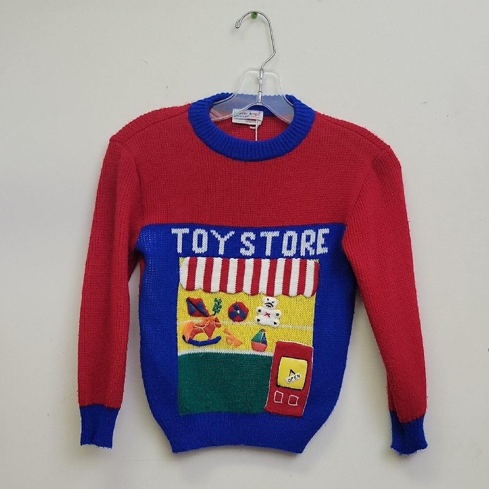 Vintage Harlequin Designs Toy Box Children's Sweater - Size 6X